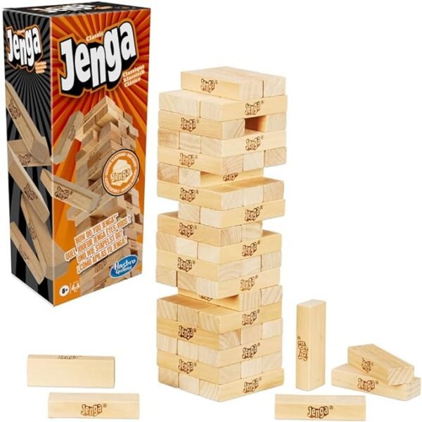 enga Classic Game with Genuine Hardwood Blocks,Stacking Tower Game for 1 or More Players,Kids Ages 6 and Up