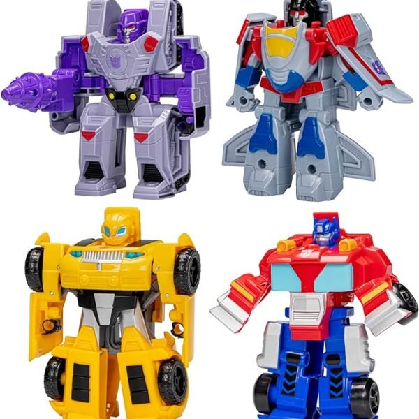 Heroes vs Villains 4-Pack, Autobot and Decepticon 4.5-Inch Action Figures, Preschool Robot Toys for Kids Ages 3 and Up