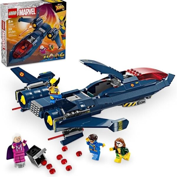 X-Men X-Jet Toy Plane Model Building Kit, Disney Plus Inspired X-Men Building Toy for Kids with 4 Marvel Minifigures, Gift for Marvel Fans, Boys and Girls Ages 8 and Up, 76281