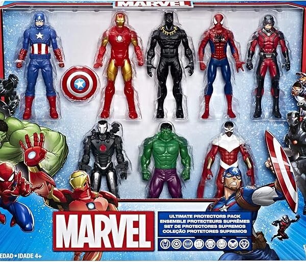 Marvel Avengers Action Figures - Iron Man, Hulk, Black Panther, Captain America, Spider Man, Ant Man, War Machine & Falcon! (8)