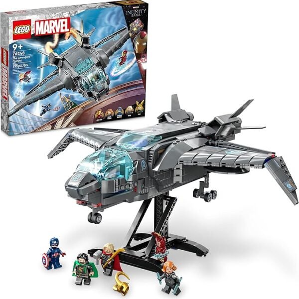 Avengers Quinjet 76248, Spaceship Building Toy Set with Thor, Iron Man, Black Widow, Loki and Captain America Minifigures, Infinity Saga